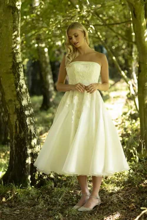 Orchid Glamorous Strapless Lace Short Wedding Dress Brighton Belle
